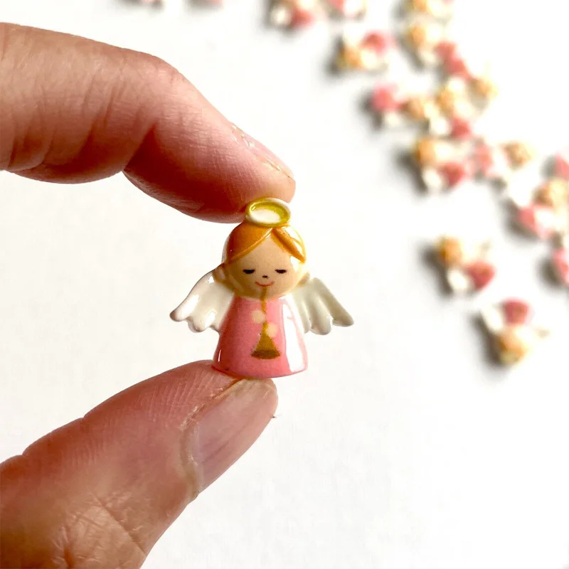 Set of 5/10 Mini Resin Angel charms Miniature, Flat Back Figurines Accessory, Christmas Crafts Project DIY Decoration