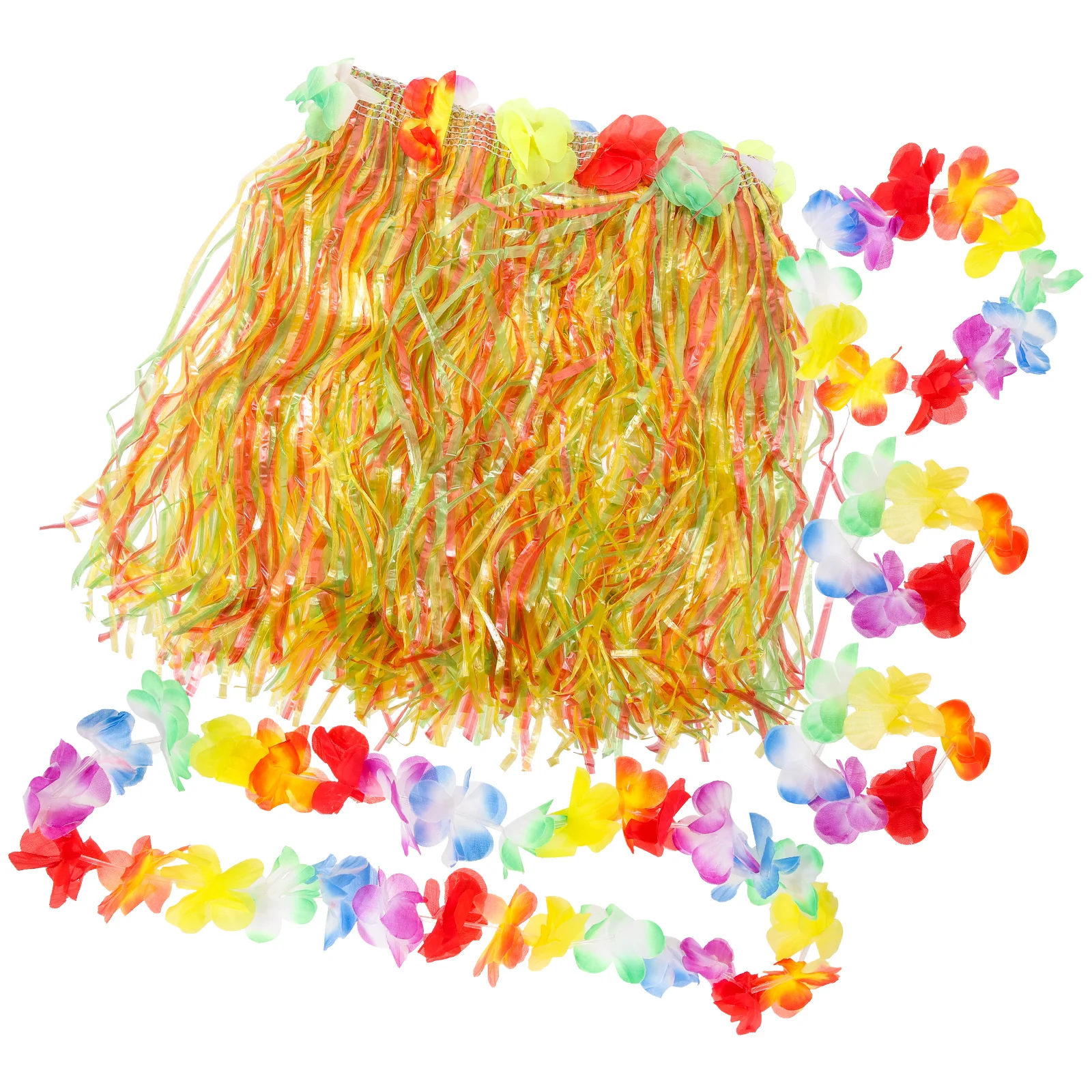 

5 Pcs Garland Set Costume Beach Skirt Party Decorations Hawaii Colorful Tropical Dance Grass Skirts