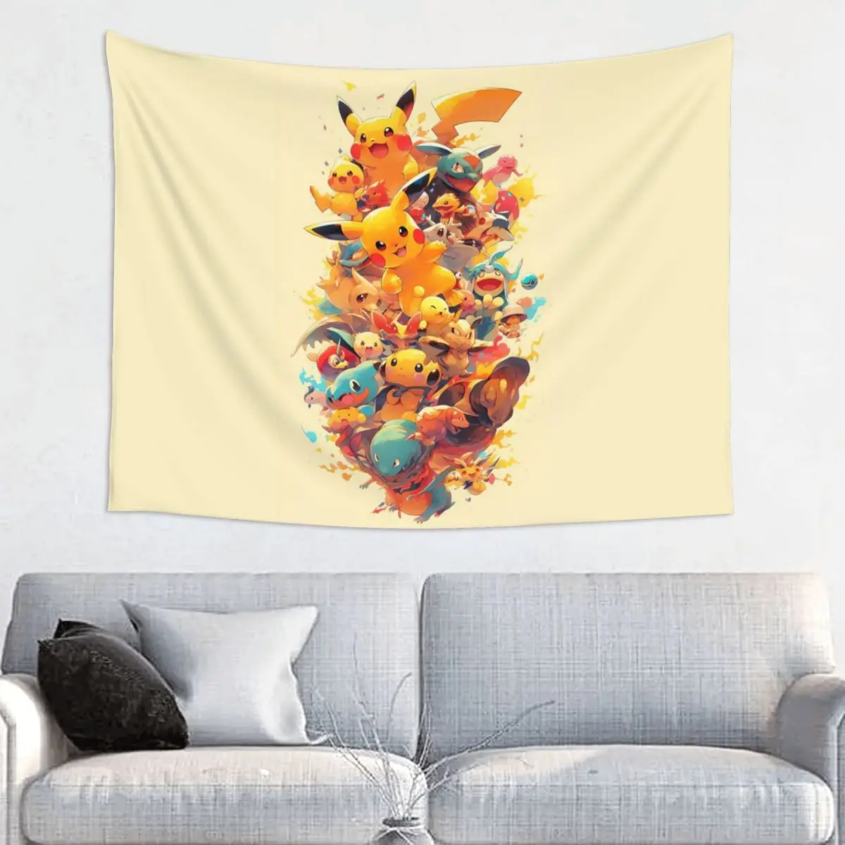 Custom P-Pikachus Tapestry Hippie Room Decor Tapestries Wall Hanging for Living Room Home Decoration