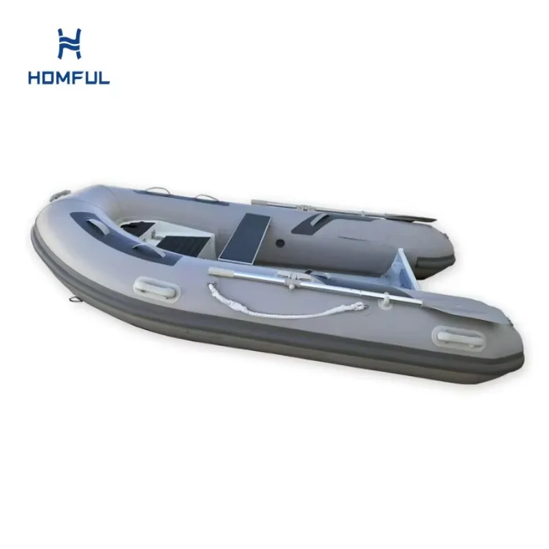 

HOMFUL 9 Feet Aluminum RIB Yacht Tender PVC Inflatable Boat with Bow Locker and Flat Deck
