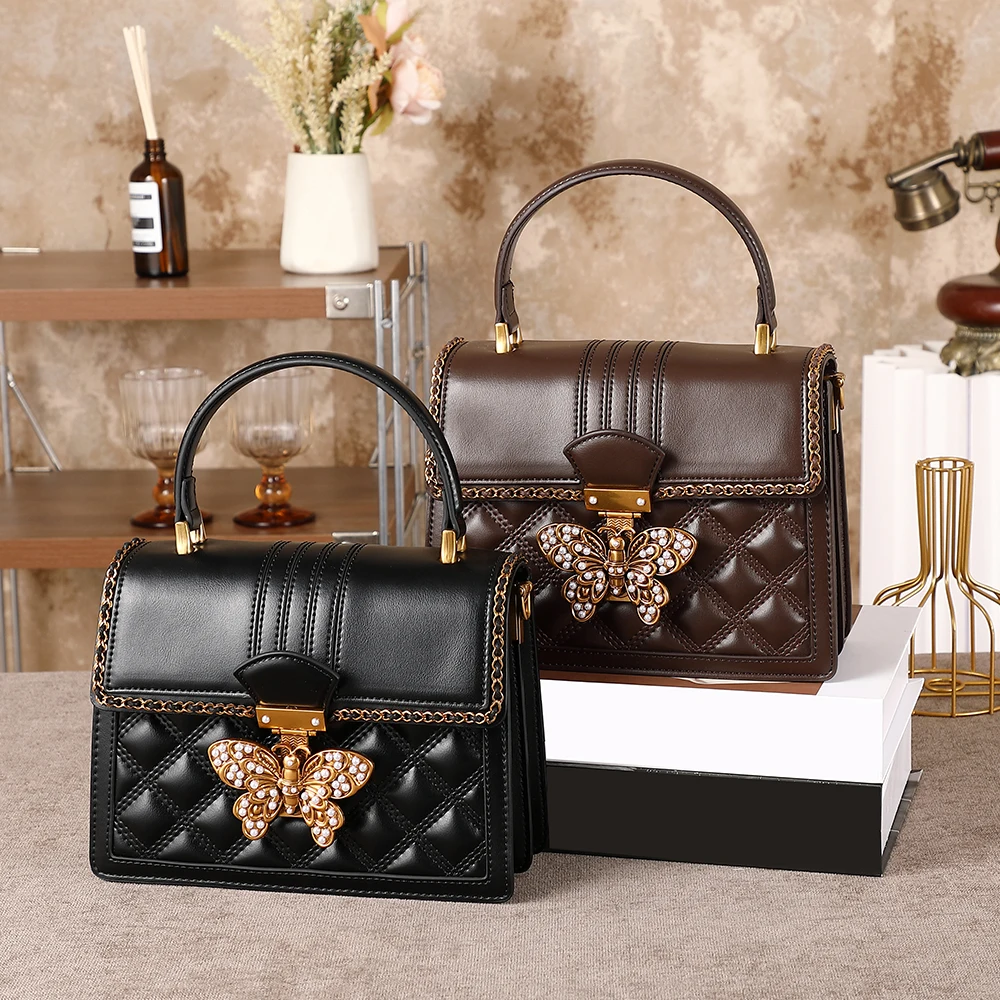 

2026 Fashion New Style Light Luxury Elegant Diamond Set Butterfly Lock Unique Design Fashionable Diamond Embroidered Thread Wome