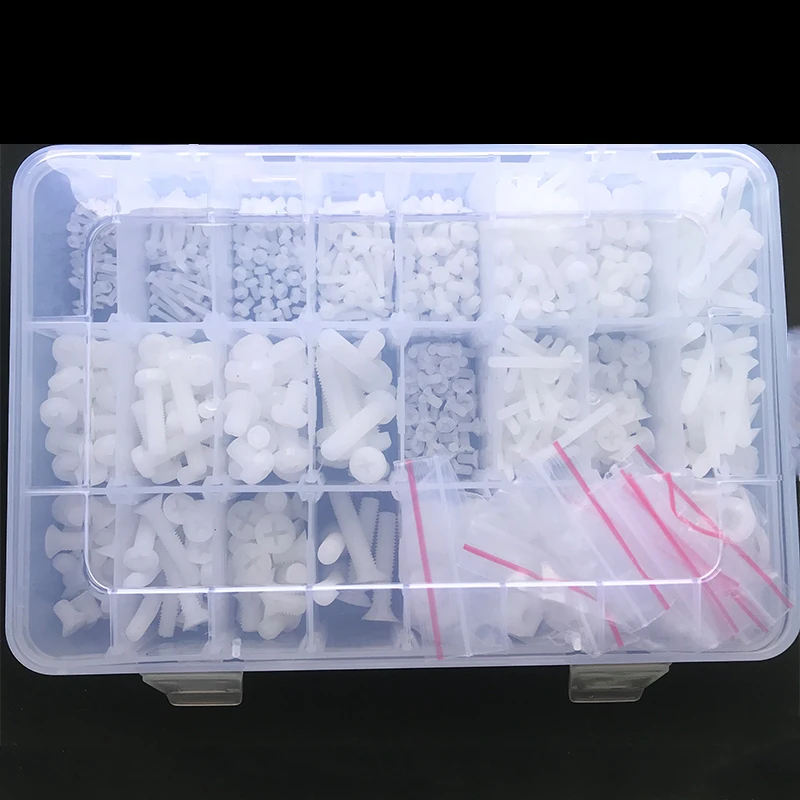 M2 M2,5 M3 M4 M5 Weiß Nylon Schraube Mutter Unterlegscheibe Set Nylon Kunststoff Phillips Isolierte Senkkopf Flachkopf Kreuz Runde Schraube Bolzen – Detail 7