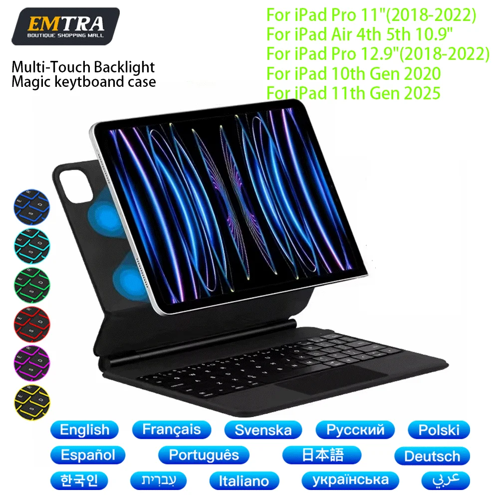 

Magic Keyboard for IPad 10th 11th 2025 Air 13in 11in Wireless Keyboard Bluetooth for IPad Air 4 Air 5 Pro 11 Magnetic Case Stand