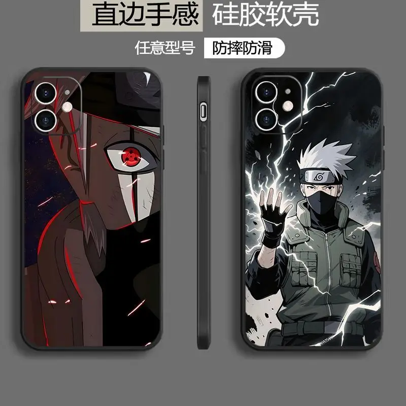 

Cartoon Anime Naruto Kakashi Phone Case for IPhone 17 16 15 14 13 12 Pro Max Mini Air Plus Anti-fall Silicone Protective Case