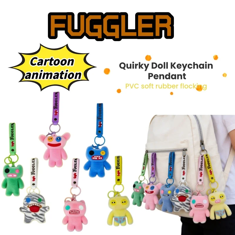 FUGGLER Cute Tooth Monster Anime Cartoon Creative Personalized Plush Keychain Doll Pendant Funny Tooth Doll Pendant Accessory