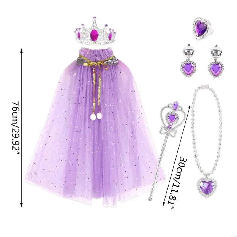 H58E Princess Party verkleed Fairy Princess Costume Princess Cape Cloak Christmas Jewely Fairy Kostuum Girl Birthday Costume