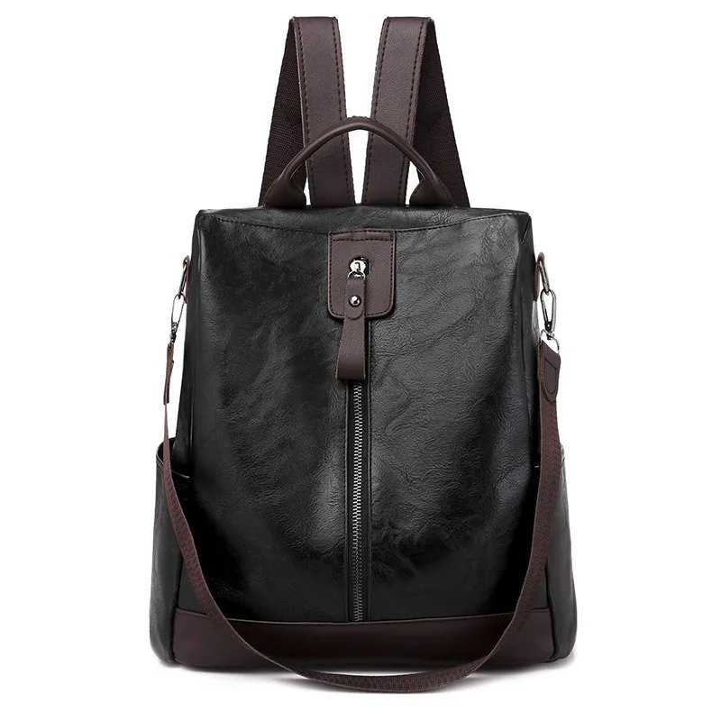 Ladies' PU leather backpack, retro casual outdoor travel backpack, multi-purpose anti-theft single-shoulder bag