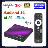 Amlogic S905X5M-J UGOOS SK4 Android 14.0 TV BOX 4G64G Support Dolby Vison Audio AI-SR AV1 2T2R WiFi6 BT Android 14 Media Player