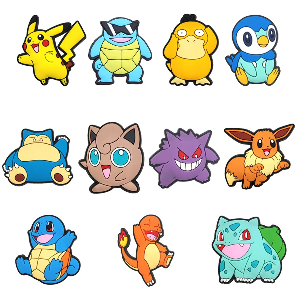 

11pcs/set Pokemon Cool Pikachu Squirtle for Cartoon Shoe Charms Decoration Accessories for Classic Clog Kids Gifts