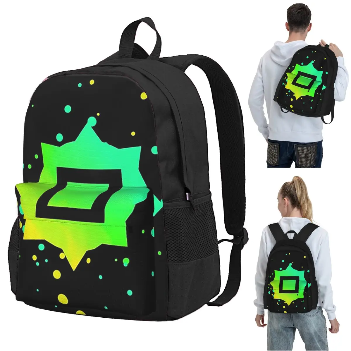 Just Shapes And Beats Blixer Square Backpack Student BookBag Children School Bag Computer Shoulder Bags for Men Women