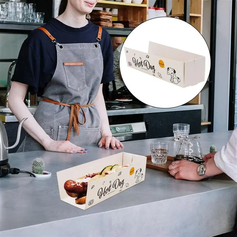 100pcs Disposable Paper Hot Dog Snack Boxes for Takeout, French Fries, Cheese Dogs, Par... - SKU DHDB1901 - UGI Packaging