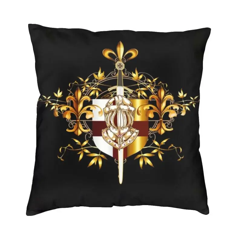 Knights Templar Cross Shield Symbol Medieval Sword Emblem Secret Order Cushion Covers Sofa Home Decor Throw Pillow Cover 45x45cm