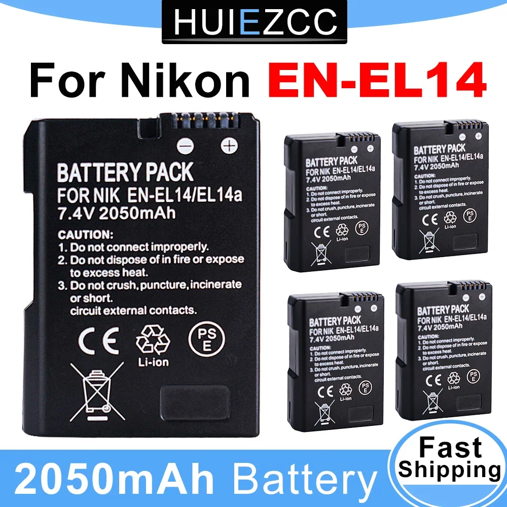 2050mah EN-EL14 EN-EL14a EL14 Camera Battery For Nikon P7000 P7100 P7700 P7800 D3100 D3200 D3300 D3400 D3500 D5600 D5100 D5300