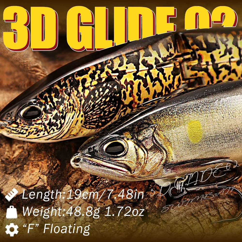 B&U Glide Swimbait 190mm Schwimmender Mehrteiliger Harter Köder für Hecht, Barsch, Wels, Süßwasser- und Salzwasser-Angeln – Detail 2