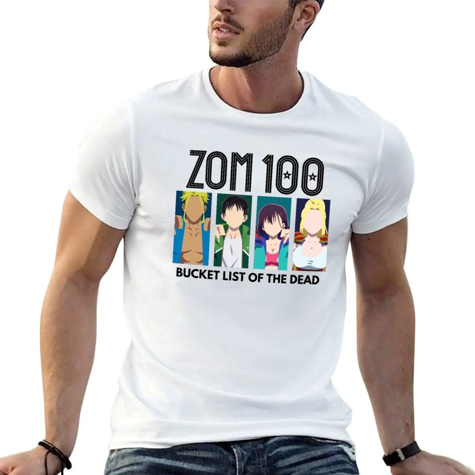 Zom 100 bucket list of the dead - camiseta con personajes de zom 100, camiseta básica de algodón transpirable