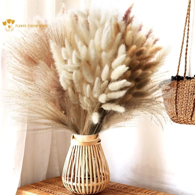 

Natural Dried Pampas Grass Bouquet Spring Dry Flowers Boho Home Room Decoration Fluffy Reeds Wedding Scene Photo Shoot Ornament