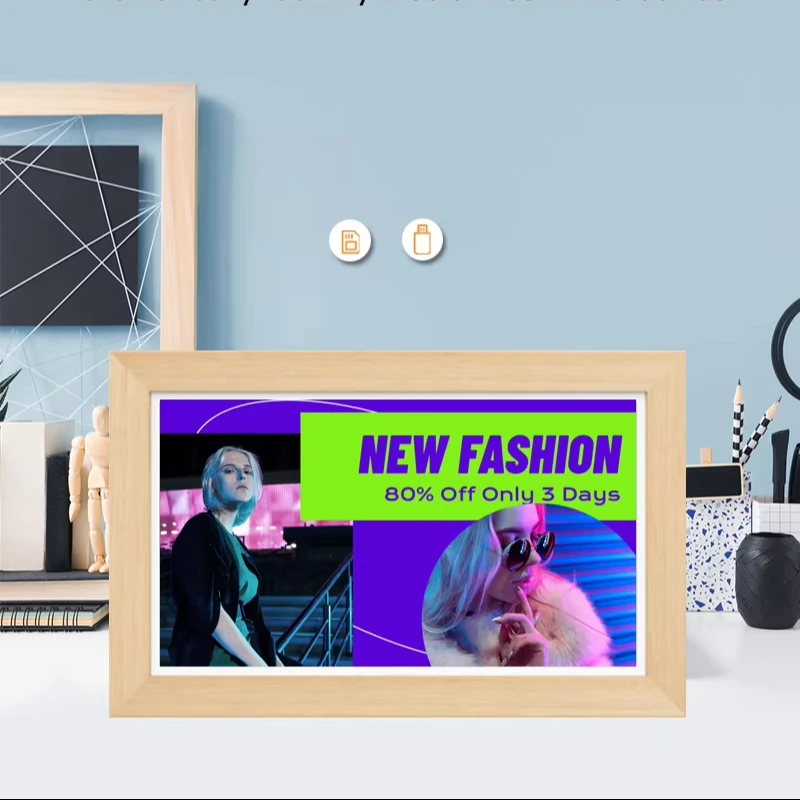 

Indoor Gift 24" Smart Digit Photo Frame Acrylic Wooden Touch Screen Android Picture Art Frame Smart Wifi Mp3 Mp4 Video Playback