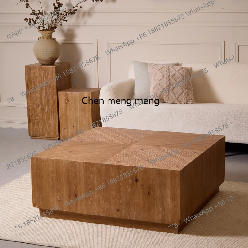 

Solid wood square small tea table living room sofa front B & B home low table Nordic wabi sabi retro style