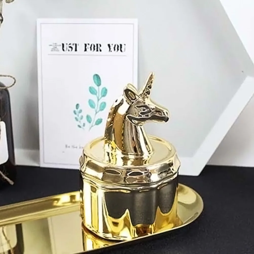 

Ceramic Unicorn Jewelry Box 13x8cm Gold Rings Holder Organizer Trinket Dish for Women Dressing Table Bedroom Bathroom