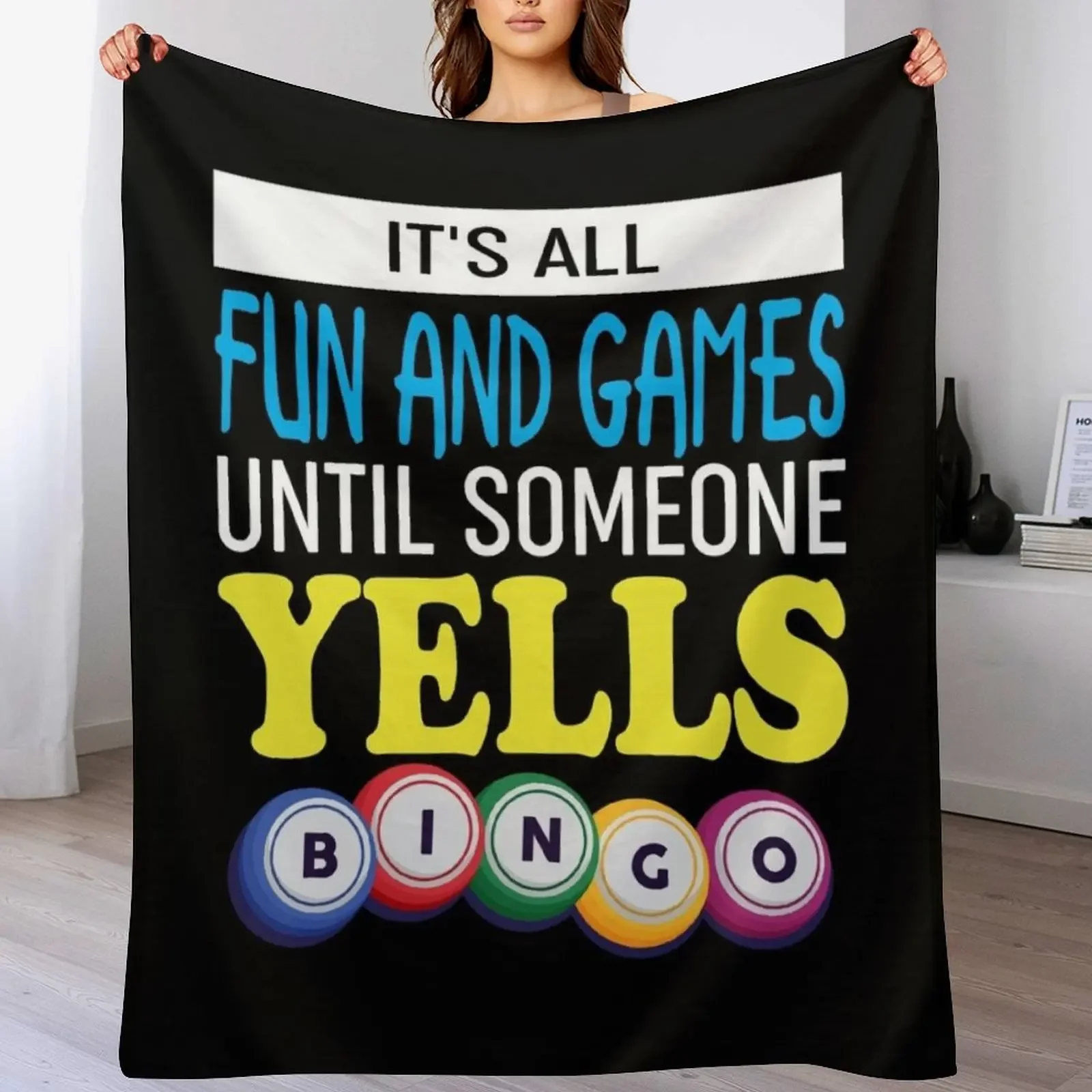 Funny Bingo Lover Throw Blanket Warm Flannel Blanket for Couch Chair Bedroom
