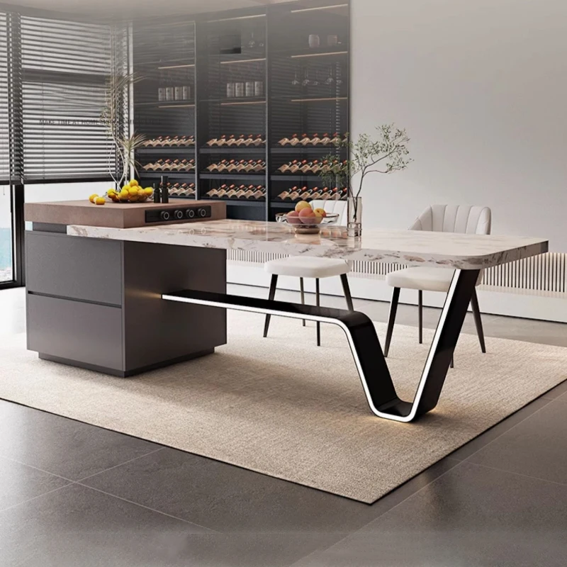 Organizer Storage Dining Table Functional Centerpiece Modern Restaurant Tables Extensible Island Mesa Comedor Home Furniture