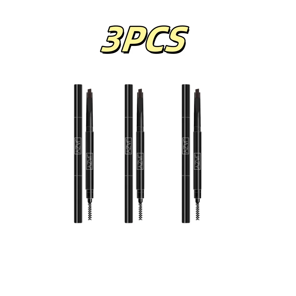 3 SZT. Dwustronny Kredka do Brwi z Pędzelkiem do Modelowania i Rysowania Brwi, Czarna Kredka do Makijażu