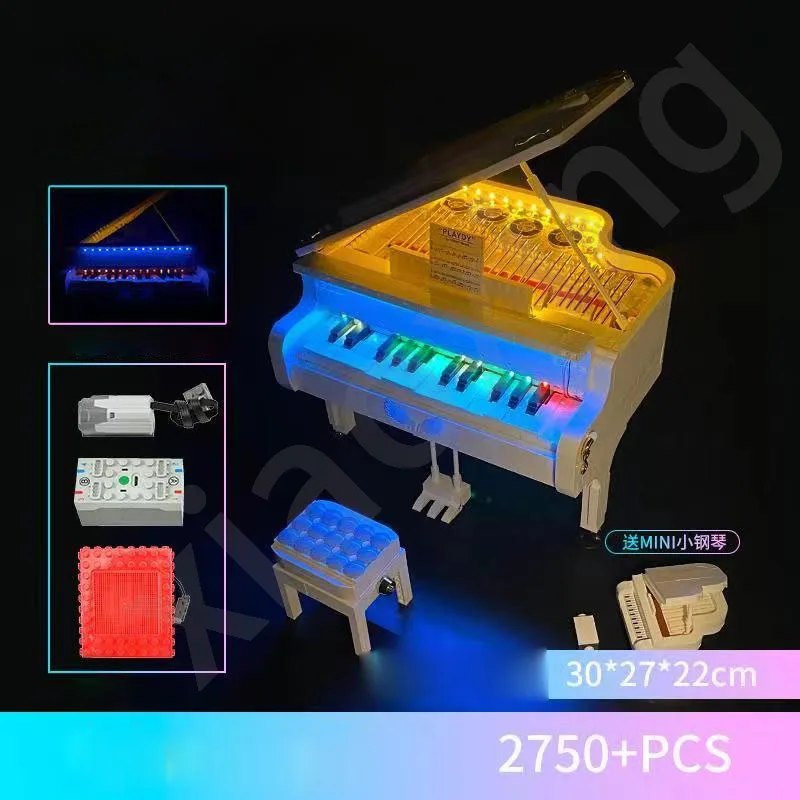 21323 Little Childhood Big Dreamer White Electric Music Piano High Difficulty Splicing Building Block Toy Kids Birthday Gift