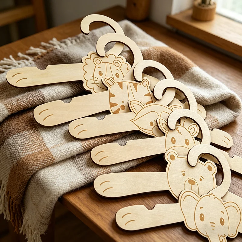 Baby Nursery Hangers - 6 szt. Drewniane wieszaki na ubrania