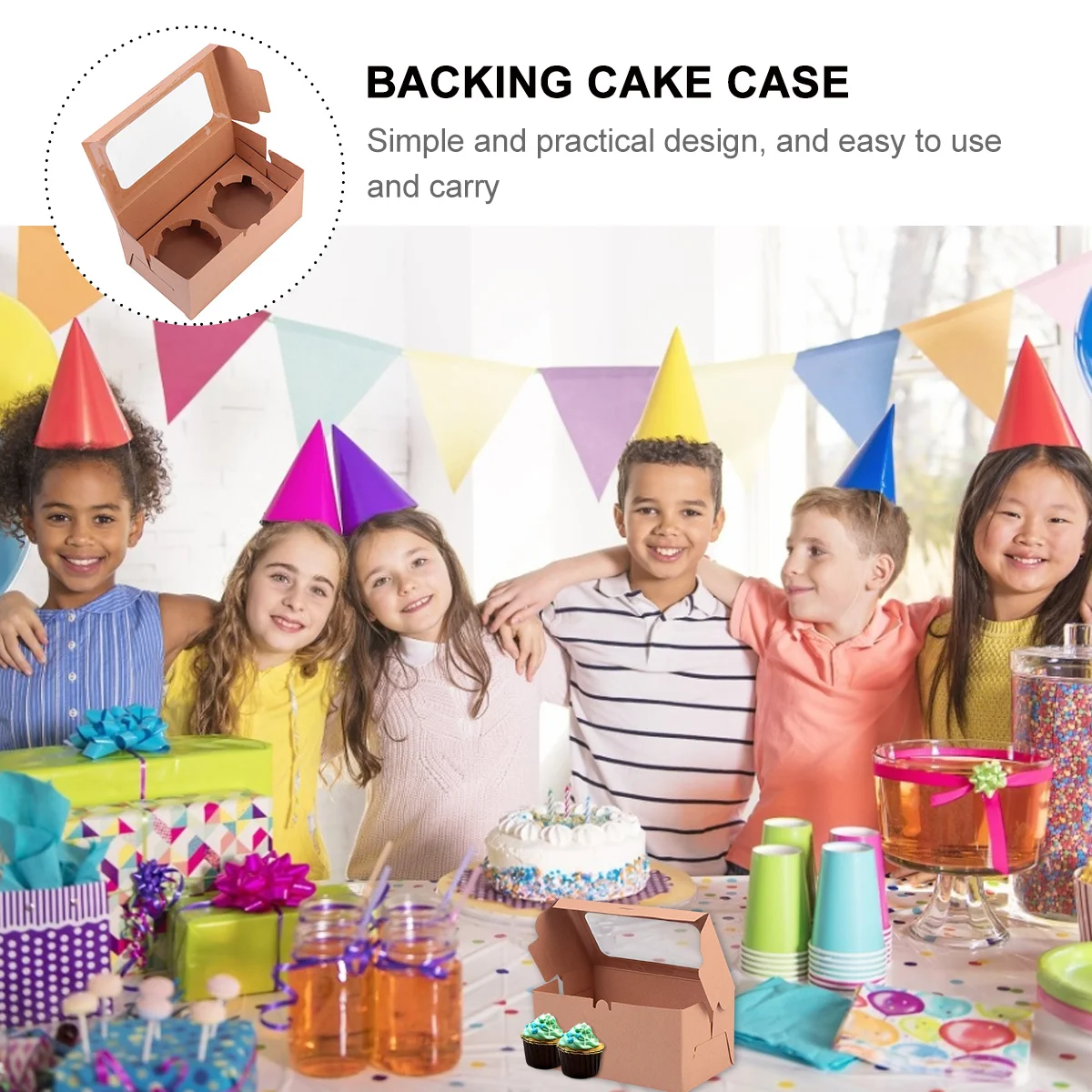 10 قطع من صندوق تعبئة الكب كيك، مادة آمنة للطعام، تصميم نافذة مفتوحة مثالي لملفات تعريف الكعك والمعجنات الصغيرة #6