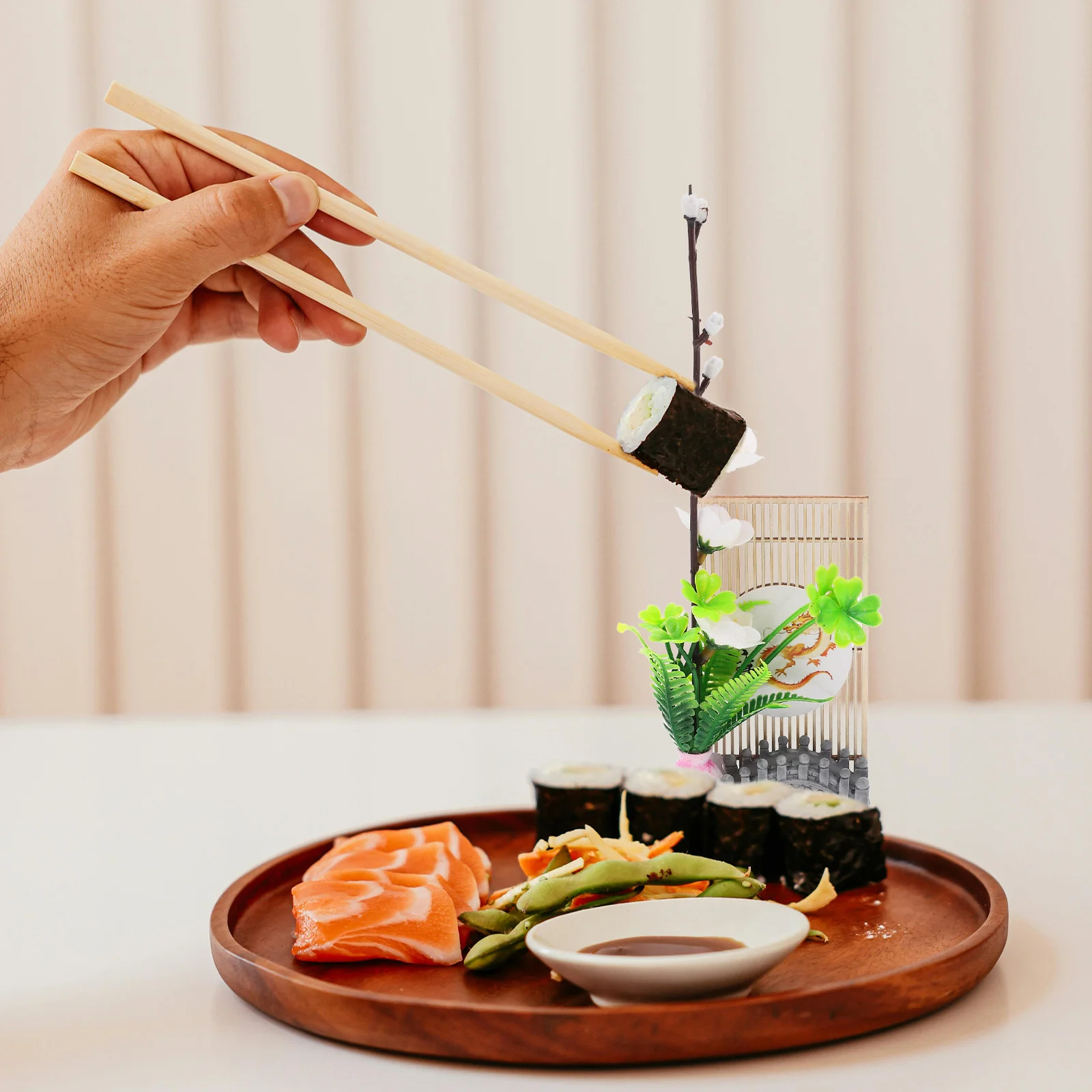 

Тарелка для суши в японском стиле, украшение из искусственных цветов, сашими, украшение для холодного блюда, декоративная тарелка для еды, аксессуары