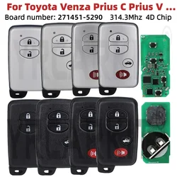 For Toyota Venza Prius C Prius V 4Runner 2009-2018 314.3MHz HYQ14ACX Board: 271451-5290 Smart Card Remote Key Fob Keyless Entry