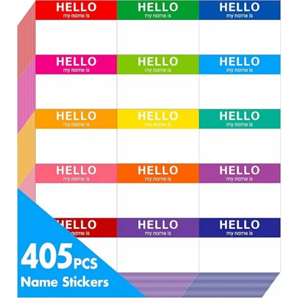 

15 Colors 405 PCs Name Tag Sticker in for Themed Party School Office Home