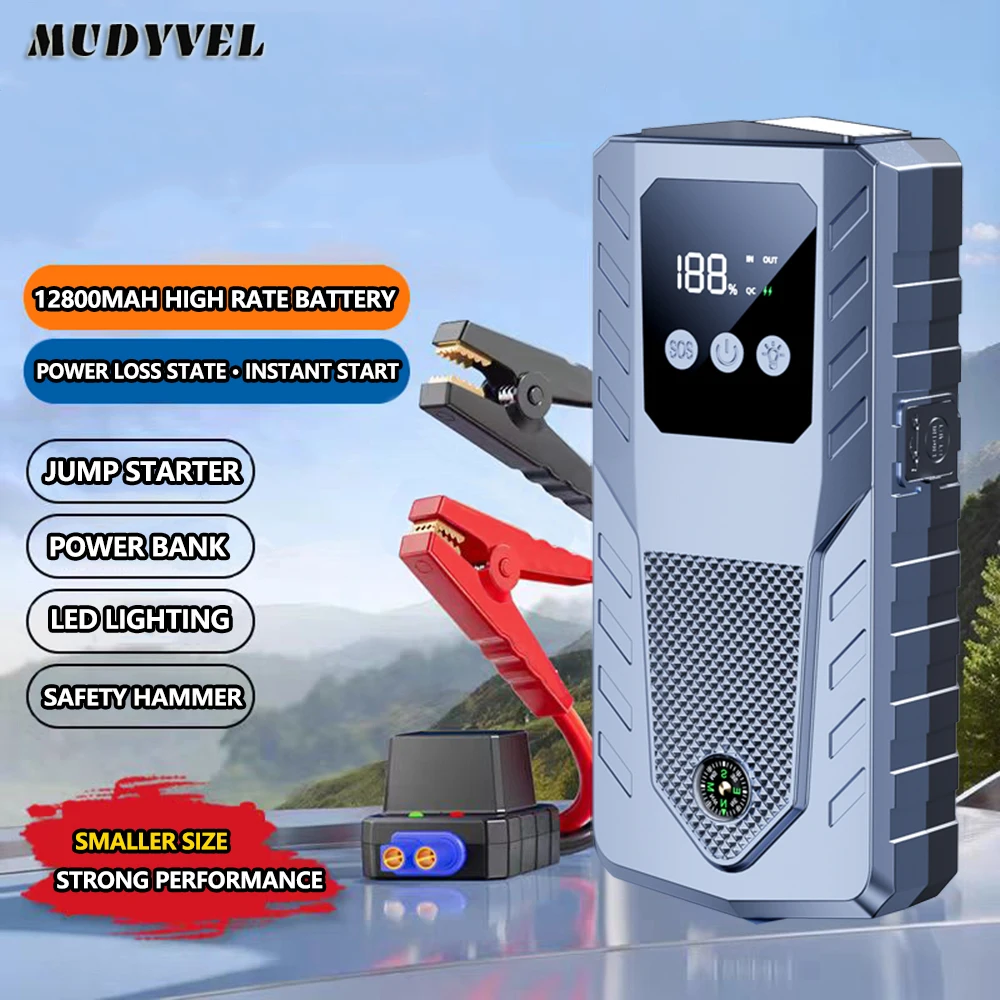 

Car Battery Jump Starter Power Bank 12800mAh Portable Charger Car Booster 12V Auto Starting Device Emergency