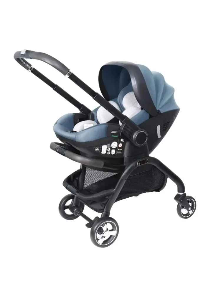 Deluxe Zweiwege-Babywagen 4-in-1 Neugeborenen-Kinderwagen Multifunktionaler Autositz Leichter Vierrad-Kinderwagen