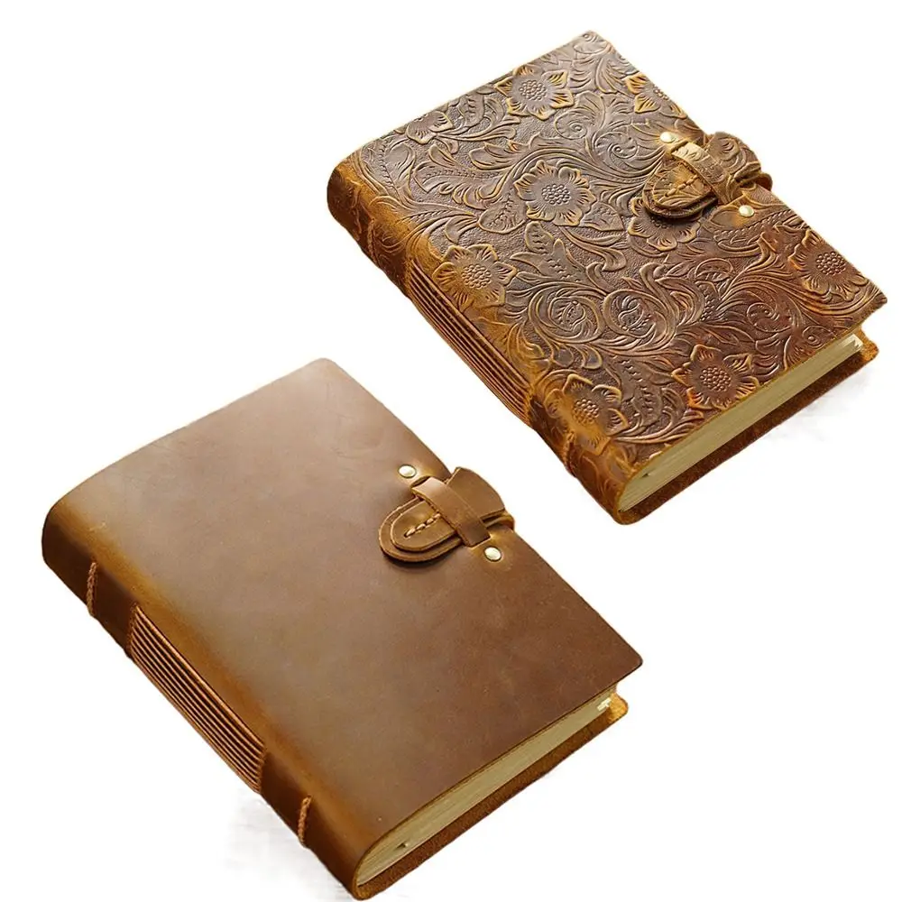 Antique Vintage Leather Bound Journal Handmade Blank Pages Blank Paper Diary Genuine Leather Cover Unlined Daily Notepad Writing