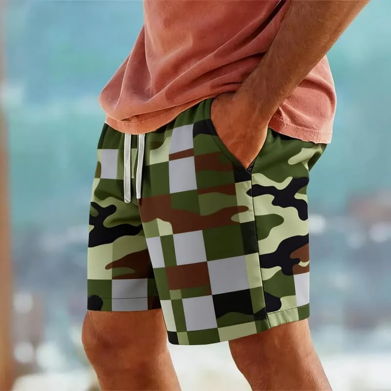 

Мужские повседневные стильные шорты с геометрическим принтом, модные повседневные шорты для летнего отдыха и повседневной носки