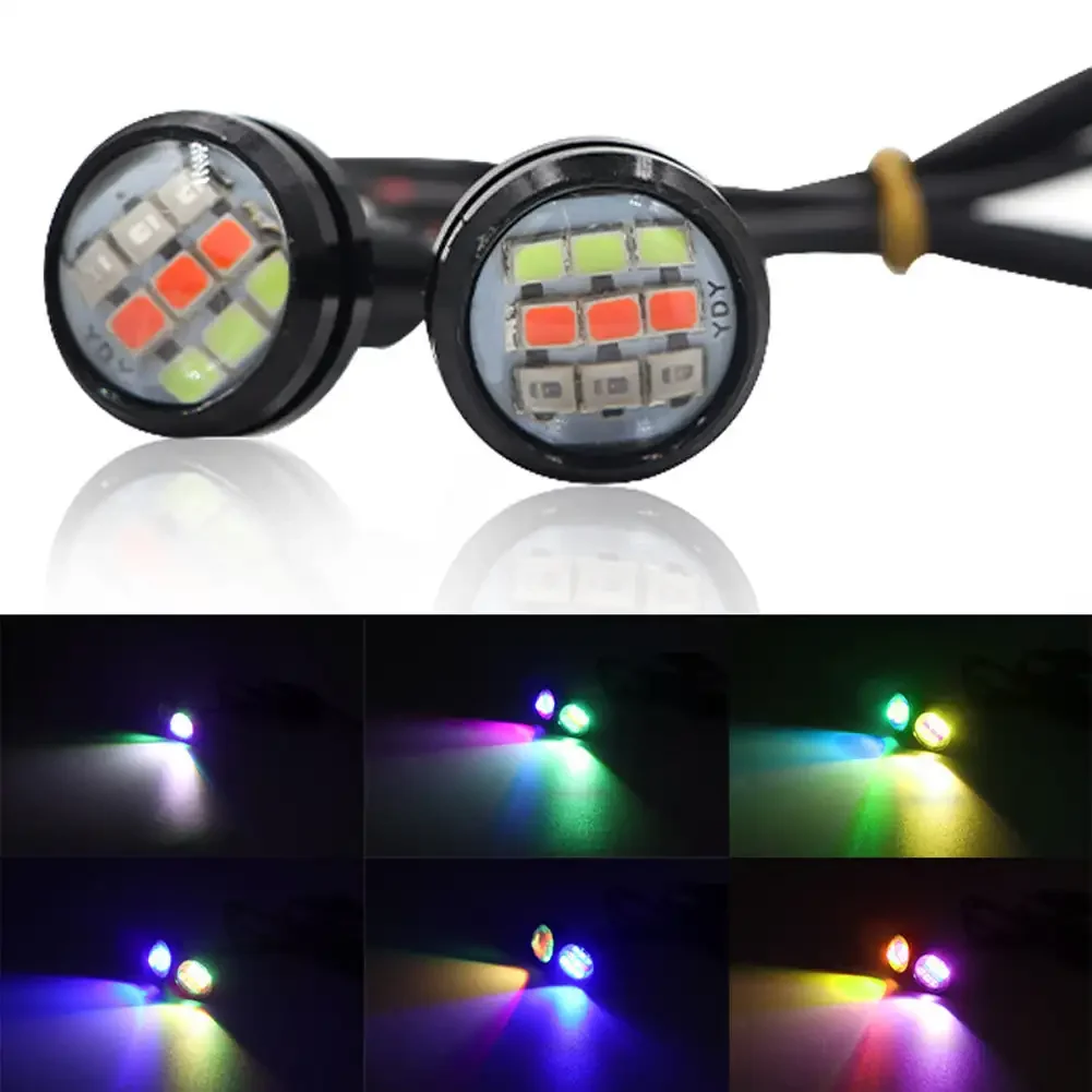 Universal 12V Motorcycle Signal Light 23mm Eagle Eye RGB Turn Signal Daytime Running 9LED Lamp Fog Lamp Angel Light Accessories