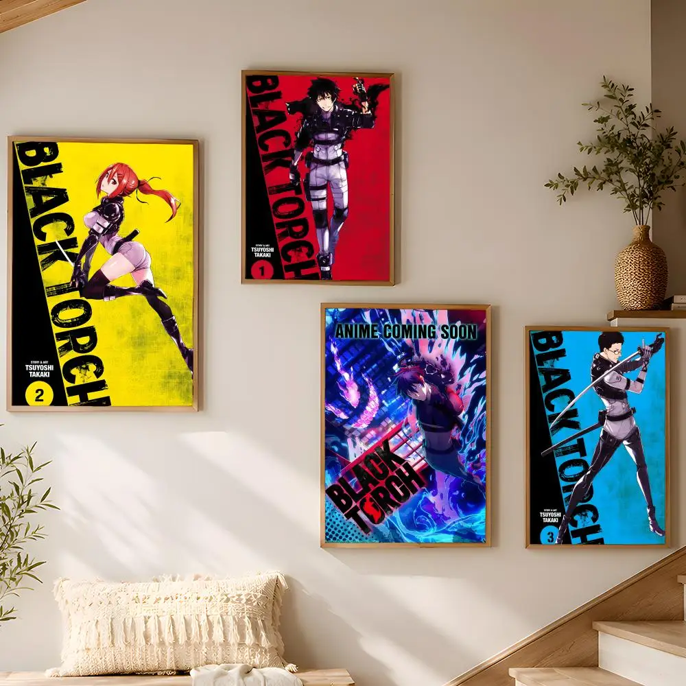 Black T-Torch Comics Painting Calligraphy Canvas Painting Art for Bedroom Living Room Home Decor Wall Decoration Decals Gift