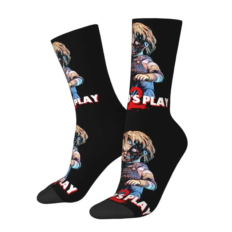 Child's Play Movie Dress Socks Mens Womens Warm Fashion Novelty Horror Chucky Crew Socks