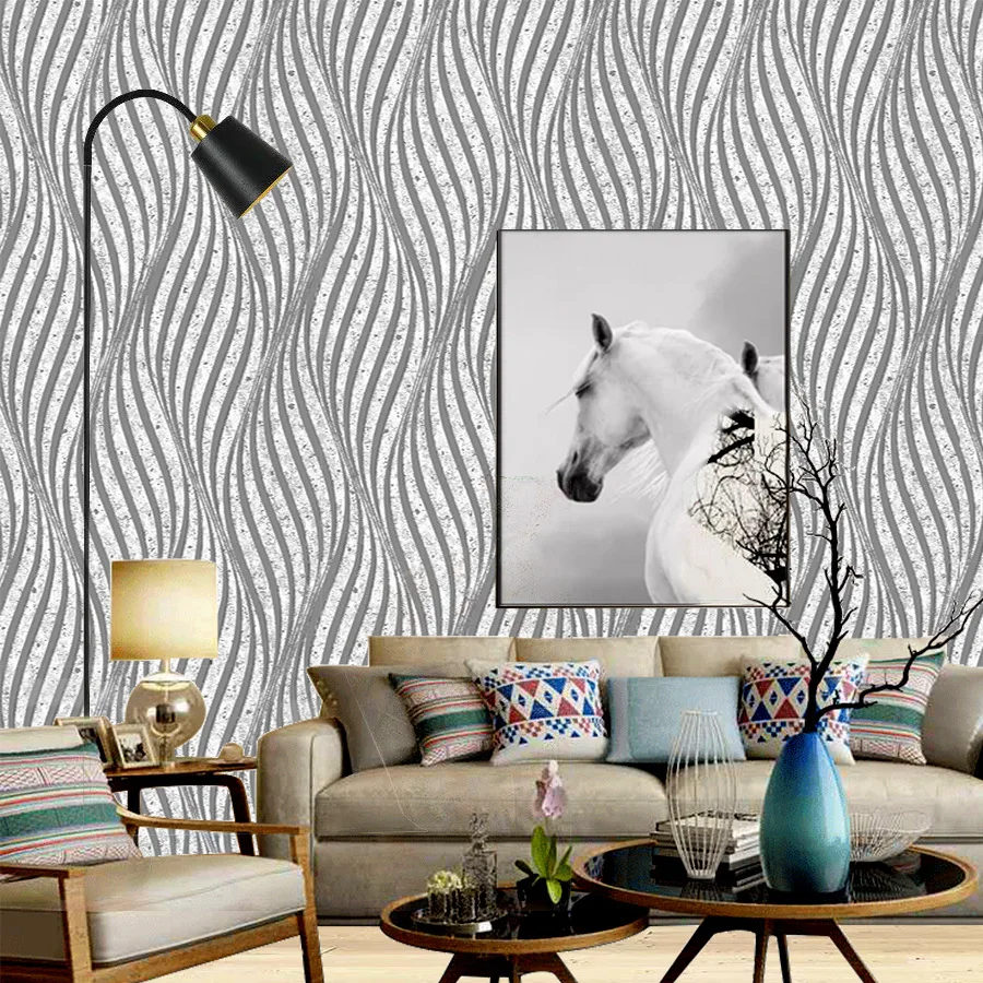 Curved Self-adhesive Wallpaper S-shaped Hot Stamping Sticker Wavy Living Room Bar Restaurant Background Wall PVC Wallpaper