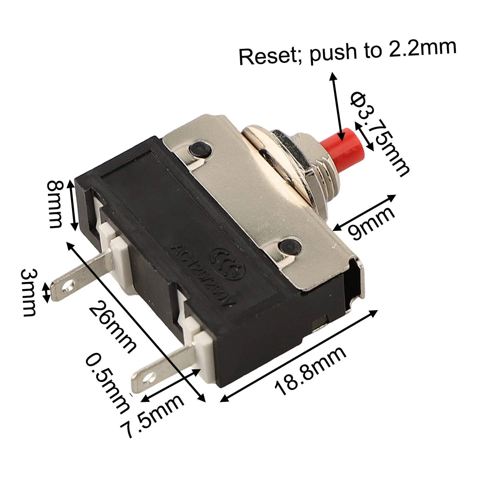 Manual Reset Breaker Overload Protection Switch Convenient Operation Heat Resistance Circuit Breaker For Appliances