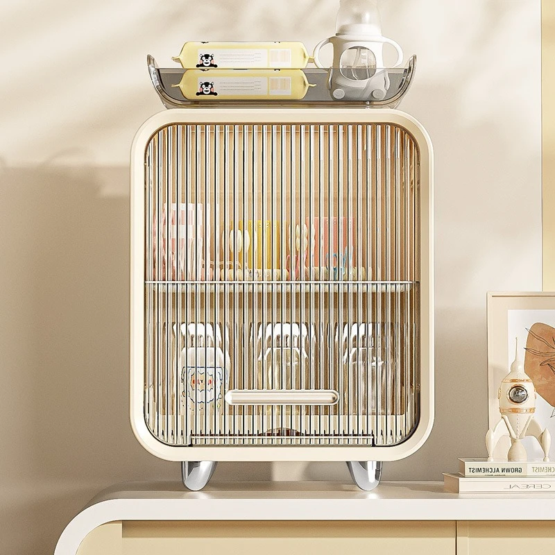 Multifunctional Bottle Storage Rack Baby Table Bedroom Feeder Drain Rack Baby Tableware Cup Dustproof Home Storage Cabinet