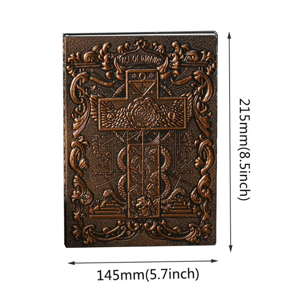 A5 Hardcover Notebook Vintage Antique Diary Tarot Card Spell Skull PU Leather Embossed Journals School Office Travel Manual