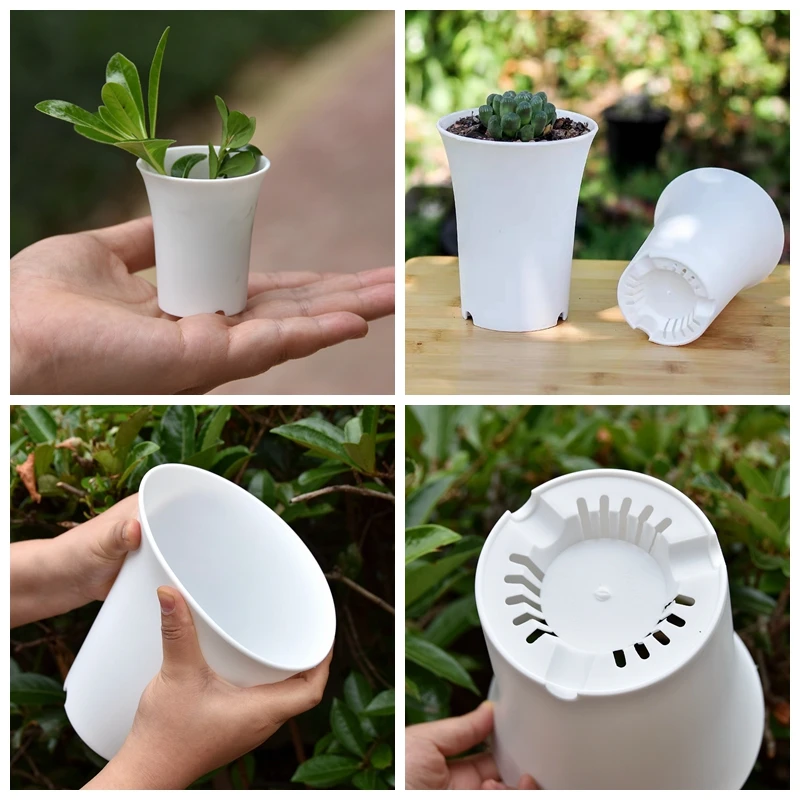 2 ~ 10 ชิ้นสีขาวรอบกระถางดอกไม้พลาสติกสําหรับพืช Succulent, เนอสเซอรี่หม้อ, Grow Box, Breeding Planters, สํานักงานบ้านสวนเครื่องประดับ