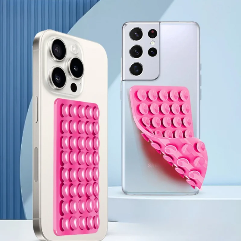 5pcs Double-Sided Mobile Phone Suction Cup Sticker Fixing Device Square Self-Adhesive Anti-Slip Silicone Suction Cup Sticker