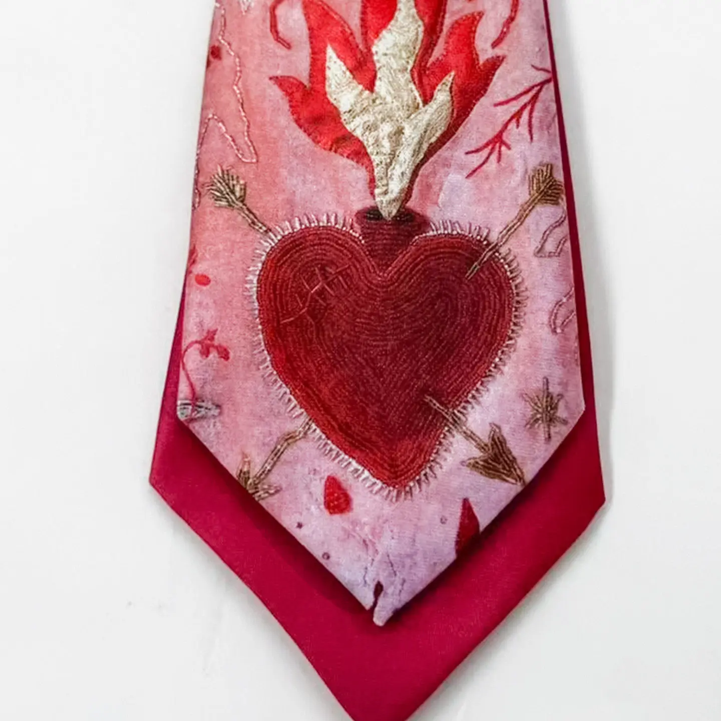 Double-layer Small Tie Short Sweet Cool College JK Fashion Decorative Necktie Shirt Accessories Cute Red Beaded Heart Necktie