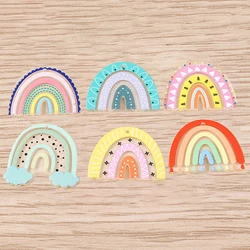 10pcs Cute Colorful Resin Rainbow Charms Pendants for Drop Earrings Necklaces DIY Handmade Keychains Jewelry Making Accessories