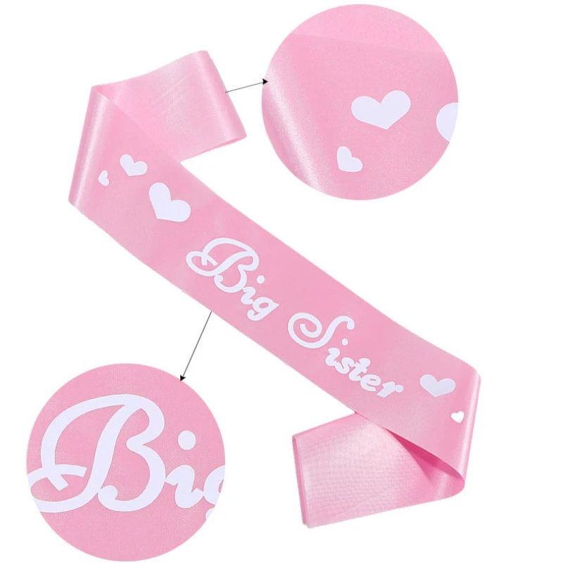3pcs Big Sister Sash Ribbon Badge and Tiara Crown Set for Girls Birthday Baby Shower Big Sister To Be Party Supplies Decorations
