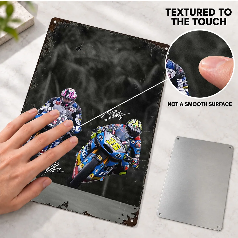 Joan Mir Vs Jesko Raffin MotoGP Textured Metal Poster Customized Aluminum Sign Selective Color Photography Wall Art For Workshop