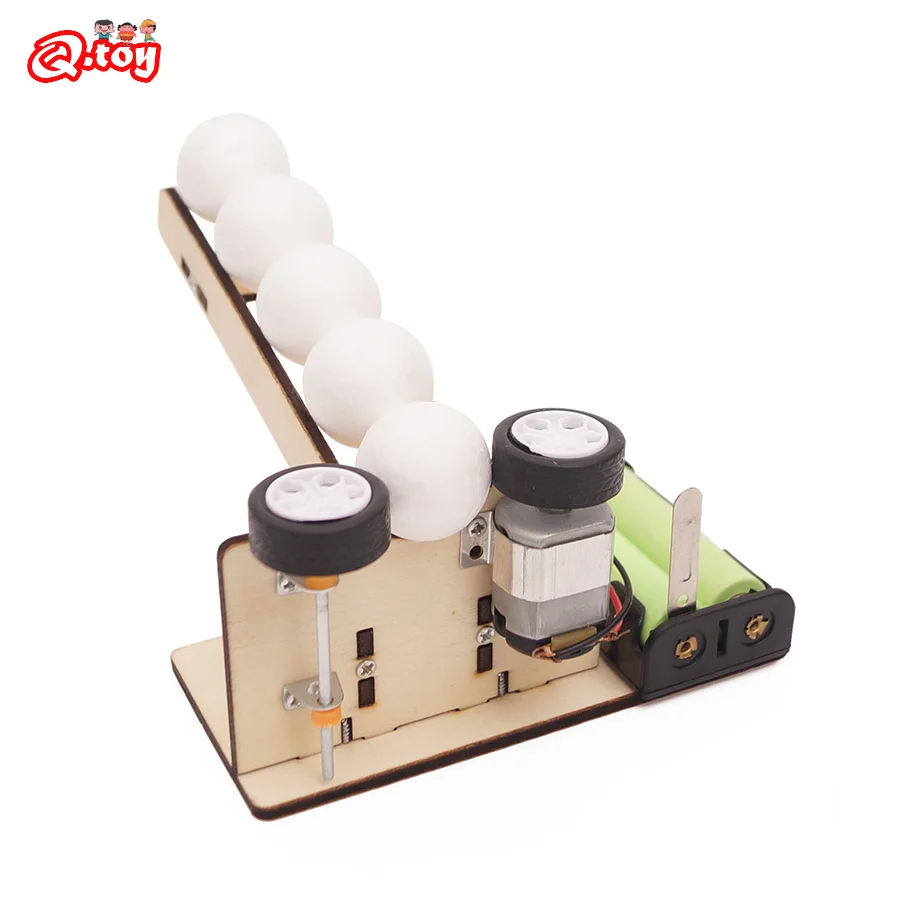 DIY Wooden Puzzle Pitching Machine STEM Toys Technologia Science Experimental Tool Kit Learning Education Games for Kids